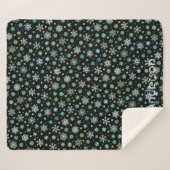 Couverture Sherpa Black Modern Chic Élégant Snowflakes Nom personnal (Devant (Horizontal))