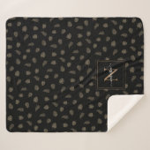 Couverture Sherpa Black Monstera Palm Feuilles Motif tropical (Devant (Horizontal))