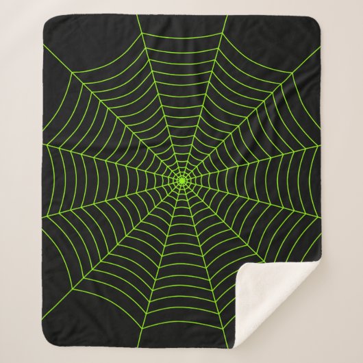 Couverture Sherpa Black neon vert toile d'araignée Halloween motif (Devant)