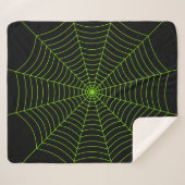 Couverture Sherpa Black neon vert toile d'araignée Halloween motif (Devant (Horizontal))