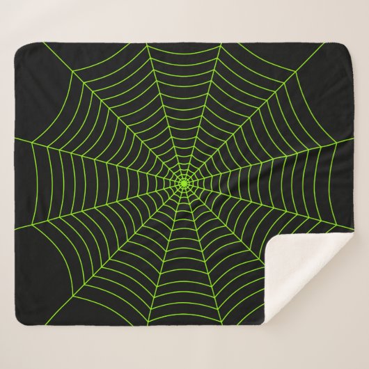 Couverture Sherpa Black neon vert toile d'araignée Halloween motif (Devant (Horizontal))