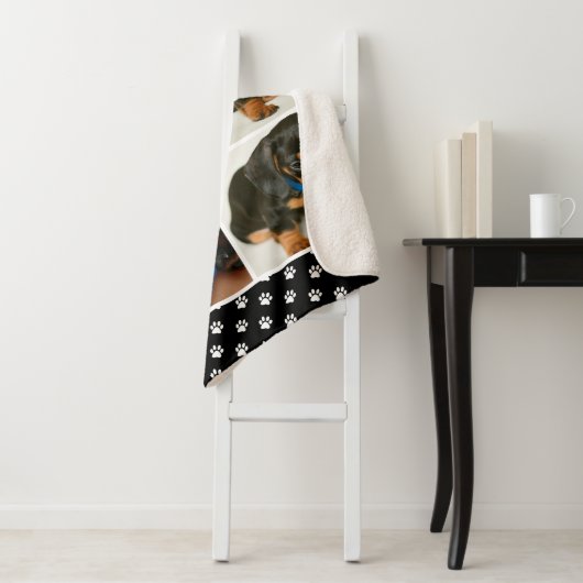 Couverture Sherpa Black Pet Lover Photo Collage personnalisable Chie (En situation)