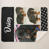 Couverture Sherpa Black Pet Lover Photo Collage personnalisable Chie (Devant (Horizontal))