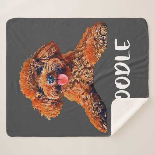 Couverture Sherpa Black Poodle Chien Maman Papa Propriétaire | Chien (Devant (Horizontal))