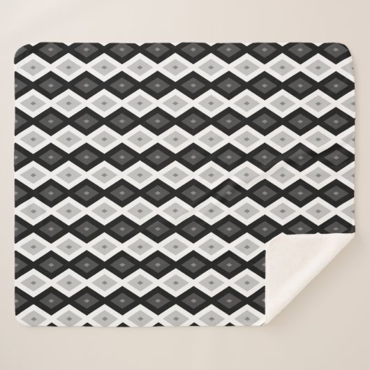 Couverture Sherpa Black, white and grey diamond pattern (Devant (Horizontal))