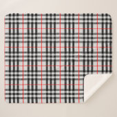 Couverture Sherpa Black White Red Classic Checkered Fabric (Devant (Horizontal))