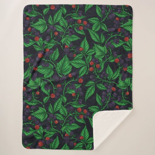 Couverture Sherpa Blackberry sur gris foncé (Devant)