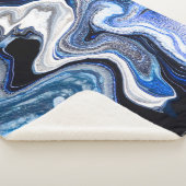 Couverture Sherpa Blanc argenté, texture marbré d'eau profonde. (3/4)