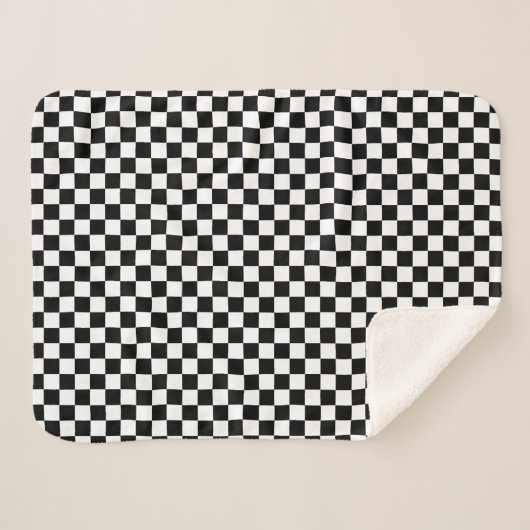 Couverture Sherpa Blanc de emballage Checkered classique de noir de (Devant (Horizontal))