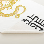 Couverture Sherpa Blanc, Or & Noir, Dragon chinois Zodiac | (3/4)