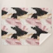 Couverture Sherpa Blanc rose Or Noir Vachette Animal (Devant (Horizontal))