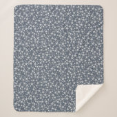 Couverture Sherpa Blanc sur bleu foncé gris | Motif d'étoiles d'impr (Devant)