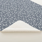 Couverture Sherpa Blanc sur bleu foncé gris | Motif d'étoiles d'impr (3/4)
