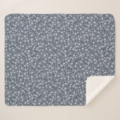 Couverture Sherpa Blanc sur bleu foncé gris | Motif d'étoiles d'impr (Devant (Horizontal))