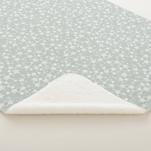 Couverture Sherpa Blanc sur gris-vert | Motif d'étoiles d'impression (3/4)