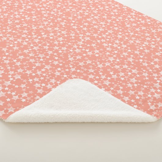 Couverture Sherpa Blanc sur le corail | Motif d'étoiles d'impression (3/4)