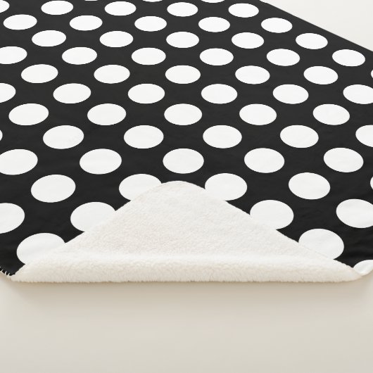 Couverture Sherpa Blanc sur noir grand format Pois horizontaux (3/4)