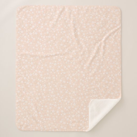 Couverture Sherpa Blanc sur Pêche/Apricot | Motif d'étoiles d'impres (Devant)