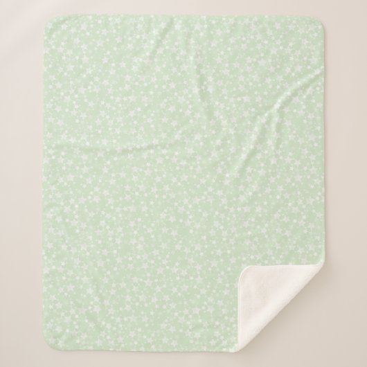 Couverture Sherpa Blanc sur vert menthe | Motif d'étoiles d'impressi (Devant)