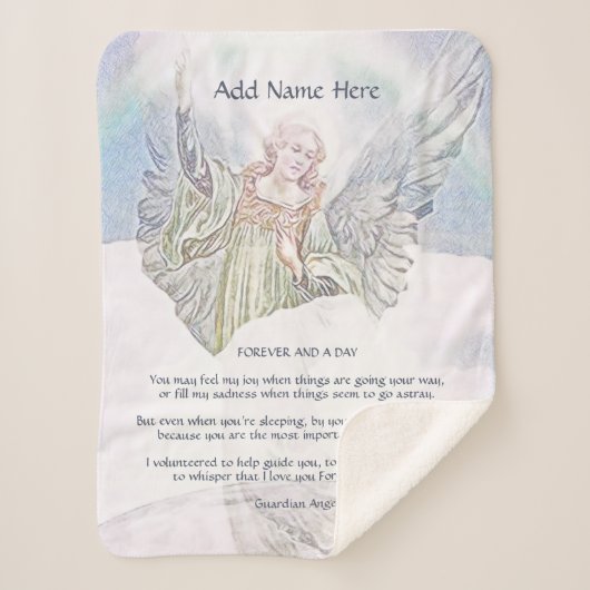 Couverture Sherpa Blanche Angel Guardian personnalisée (Devant)