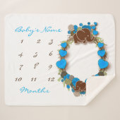 Couverture Sherpa Blanche bébé de Milestone - Eléphant (Devant (Horizontal))