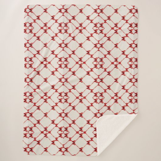 Couverture Sherpa Blanche Bow rouge : Style et confort combinés (Devant)