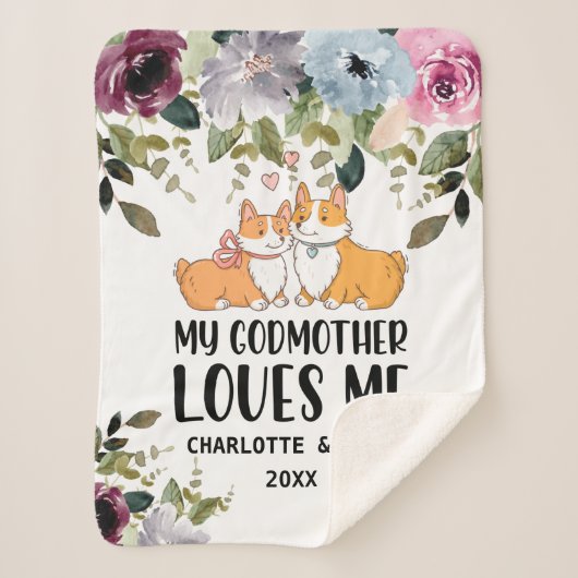 Couverture Sherpa Blanche Florale Ma Godmère M'aime Personnalisée (Devant)