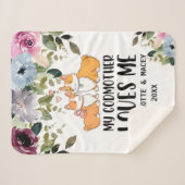 Couverture Sherpa Blanche Florale Ma Godmère M'aime Personnalisée (Devant (Horizontal))