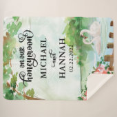 Couverture Sherpa Blanche lune de miel avec magnifique paysage de br (Devant (Horizontal))