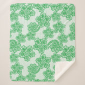 Couverture Sherpa Blanche Sherpa à motif vert (Devant)