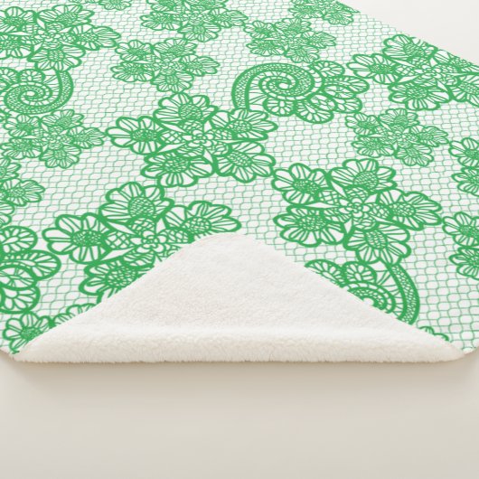 Couverture Sherpa Blanche Sherpa à motif vert (3/4)