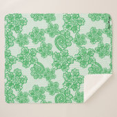 Couverture Sherpa Blanche Sherpa à motif vert (Devant (Horizontal))