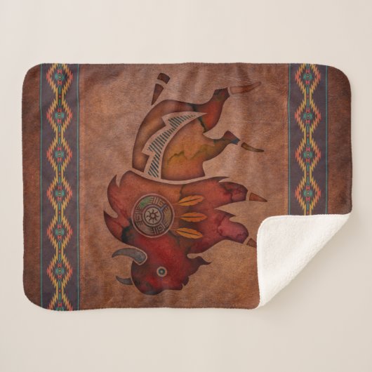 Couverture Sherpa Blanche Sherpa Bison II Peint (Devant (Horizontal))