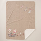 Couverture Sherpa Blanche Sherpa Brown avec Père Noël dans le Sleigh (Devant)