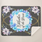 Couverture Sherpa Blanche Sherpa en bleu Elegant Aquarelle Fleurs (Devant (Horizontal))