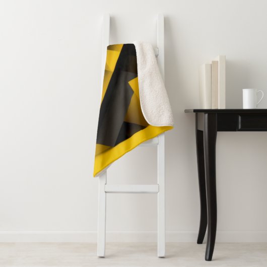 Couverture Sherpa Blanche Sherpa en moutarde noire (En situation)