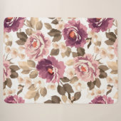 Couverture Sherpa Blanche Sherpa Fleece - Design de fleurs d'été (Devant (Horizontal))