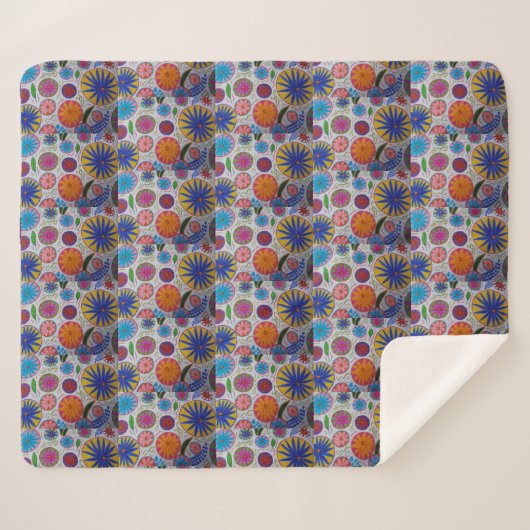 Couverture Sherpa Blanche Sherpa Florale (Devant (Horizontal))