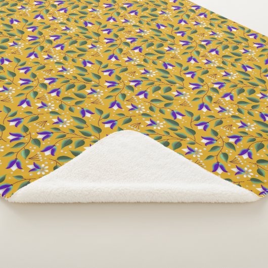 Couverture Sherpa Blanche Sherpa florale en jaune et violet (3/4)