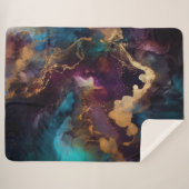 Couverture Sherpa Blanche Sherpa Gold, Blue et Purple (Devant (Horizontal))