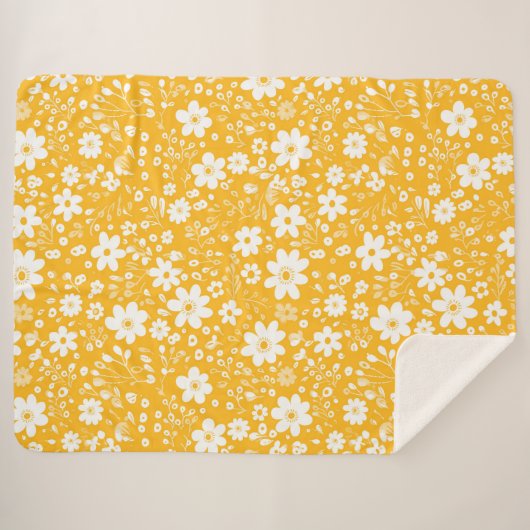 Couverture Sherpa Blanche Sherpa Jaune Mellow (Devant (Horizontal))