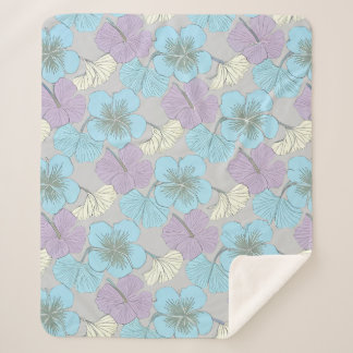 Couverture Sherpa "Blanche Sherpa moyenne - Clover bleu et violet"