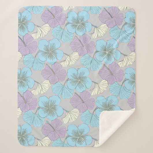Couverture Sherpa "Blanche Sherpa moyenne - Clover bleu et violet" (Devant)