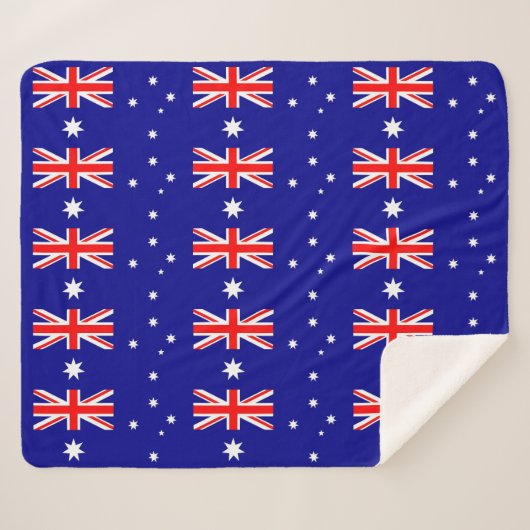 Couverture Sherpa Blanche Sherpa patriotique avec drapeau australien (Devant (Horizontal))
