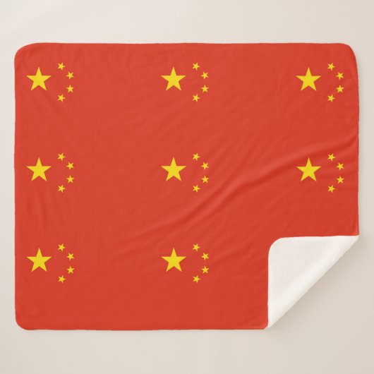 Couverture Sherpa Blanche Sherpa patriotique avec drapeau chinois (Devant (Horizontal))