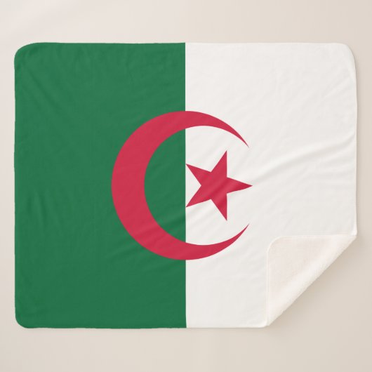 Couverture Sherpa Blanche Sherpa patriotique avec drapeau d'Algérie (Devant (Horizontal))