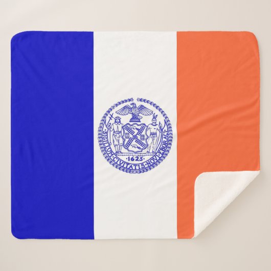 Couverture Sherpa Blanche Sherpa Patriotique avec drapeau de New Yor (Devant (Horizontal))