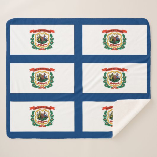 Couverture Sherpa Blanche Sherpa patriotique avec drapeau de Virgini (Devant (Horizontal))