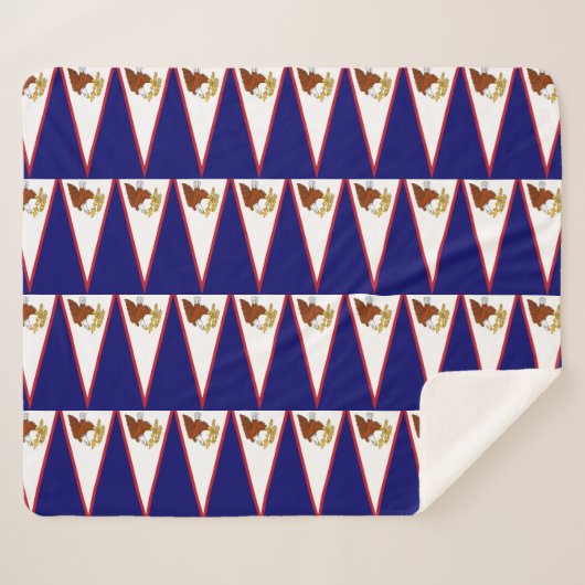 Couverture Sherpa Blanche Sherpa patriotique avec drapeau des Samoa (Devant (Horizontal))