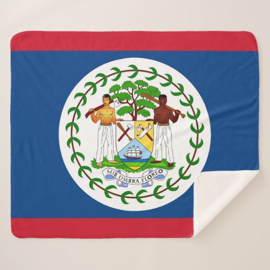 Couverture Sherpa Blanche Sherpa Patriotique avec drapeau du Belize (Devant (Horizontal))